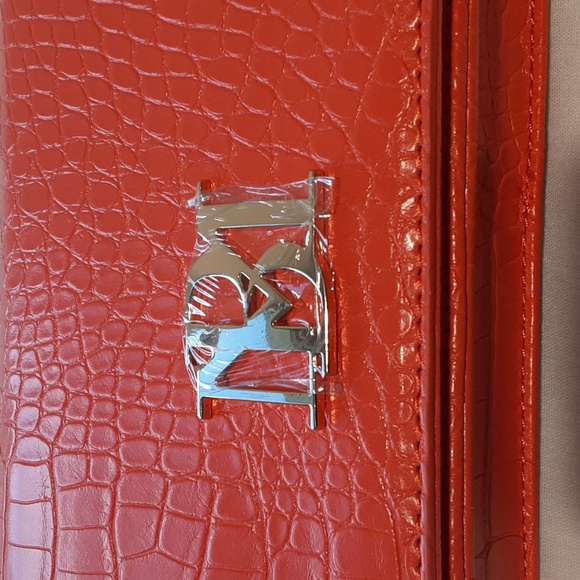 Badgley Mischka Croco Crossbody Bag. Orange. - Picture 3 of 12